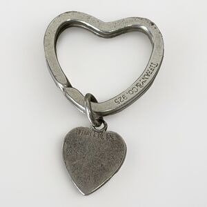 Vintage Tiffany&Co. 925 Double Heart Sterling Silver Key Fob